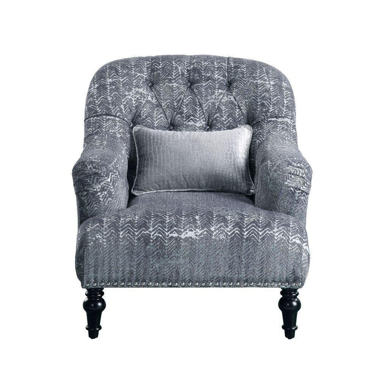 ACME - Gaura - Chair - Pattern Gray Velvet - 5th Avenue Furniture