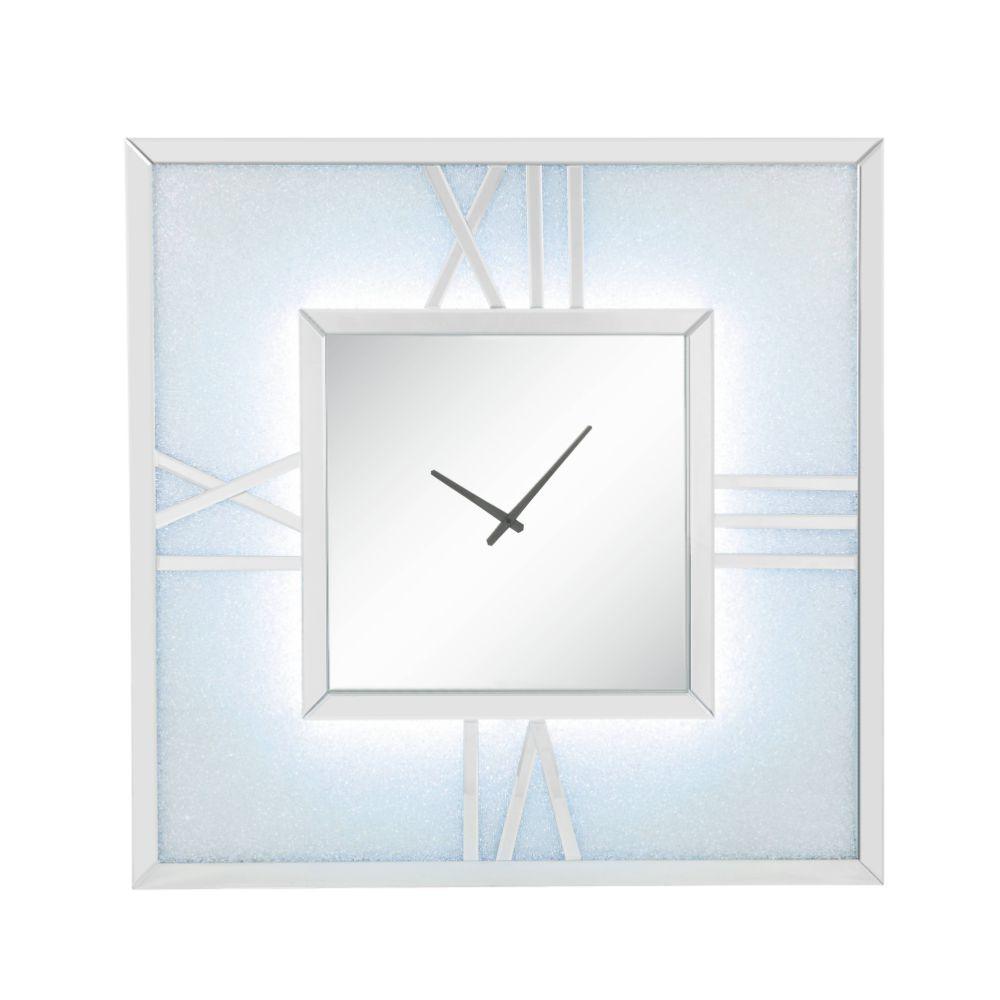ACME - Noralie - Wall Clock - Mirrored & Faux Diamonds - 40" - 5th Avenue Furniture