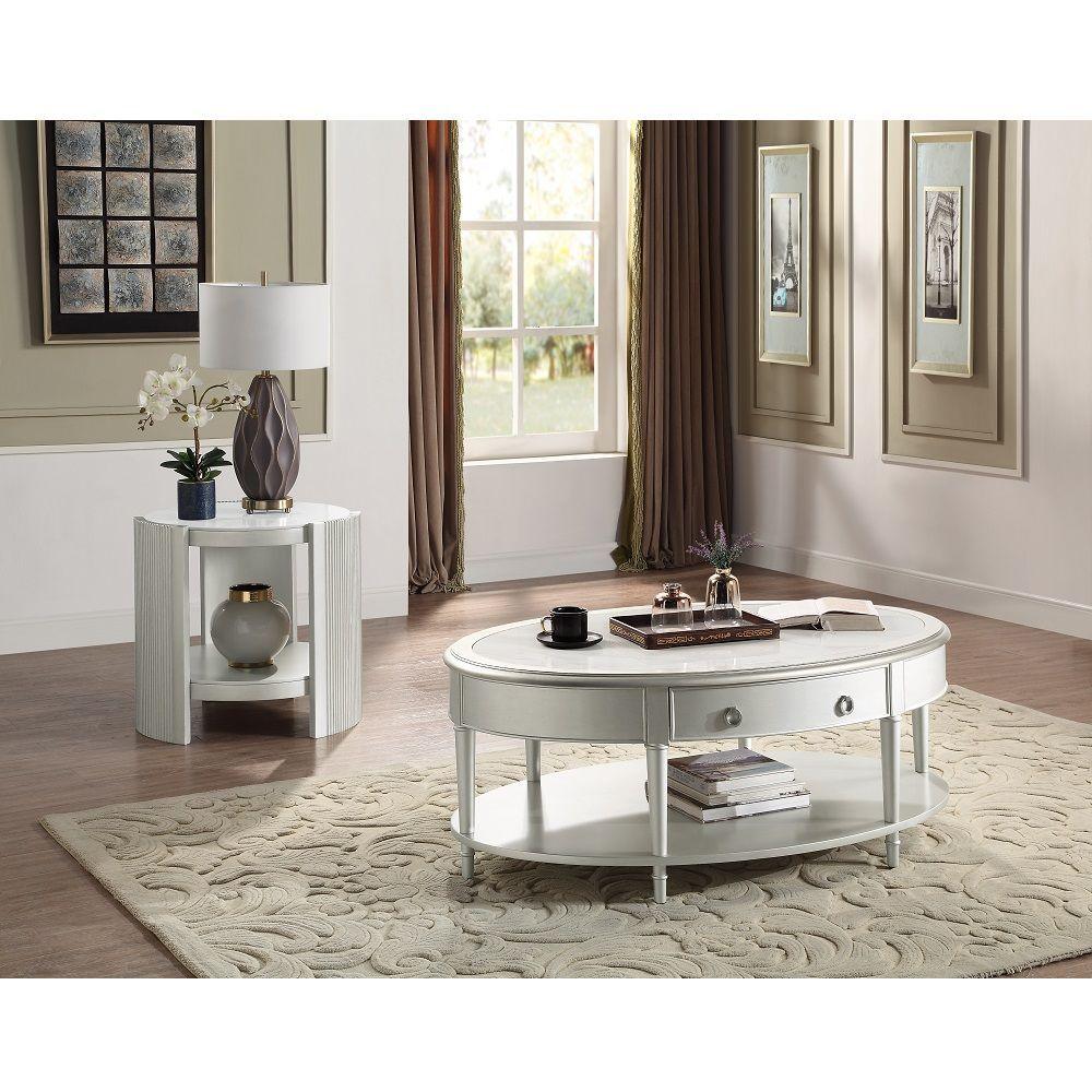 ACME - Kasa Coffee Table - Sintered Stone Top & Champagne Finish - 5th Avenue Furniture