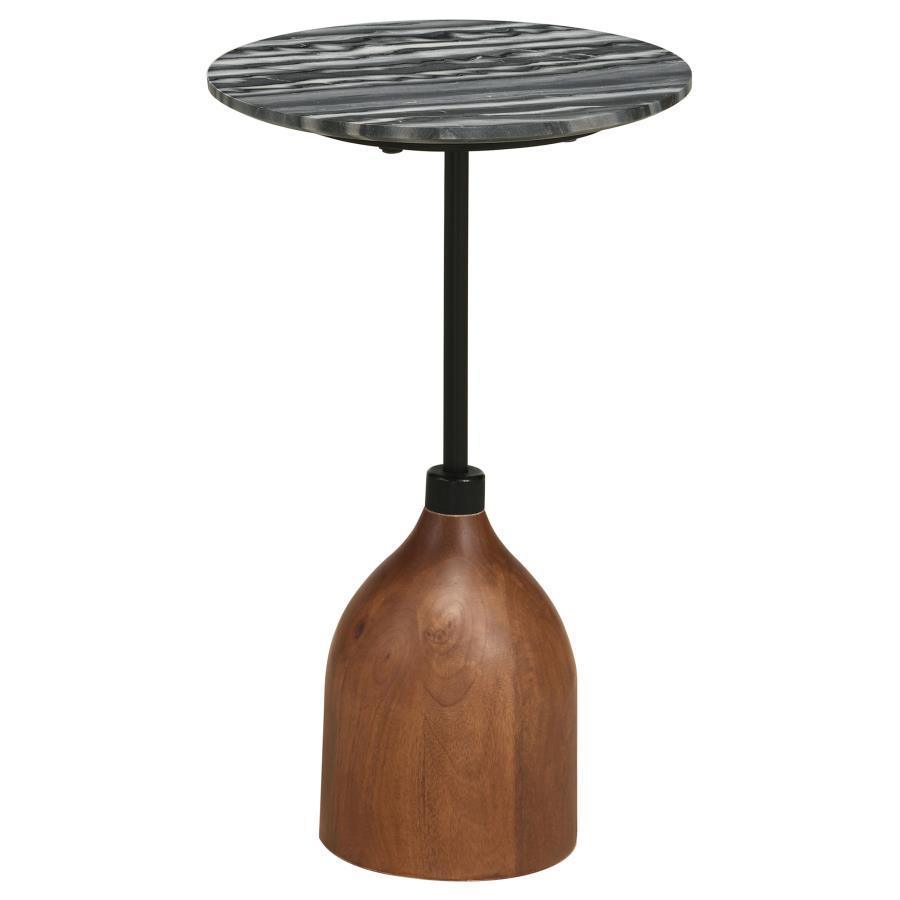Coaster Fine Furniture - Ophelia - Round Marble Top Side Table - Black - 5th Avenue Furniture