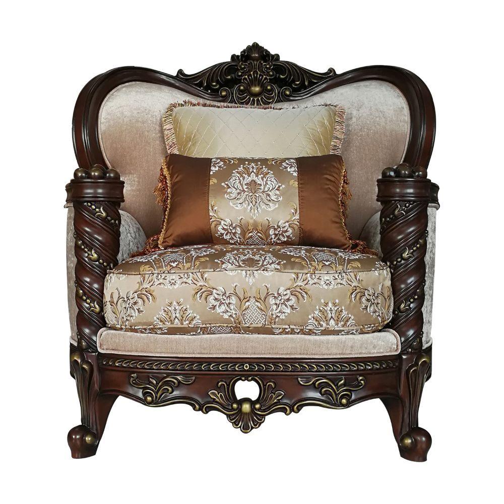 ACME - Devayne - Chair - Fabric & Dark Walnut - 5th Avenue Furniture