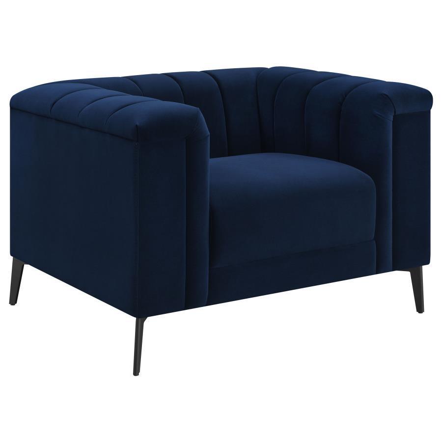 CoasterEssence - Chalet - Tuxedo Arm Chair - Blue - 5th Avenue Furniture