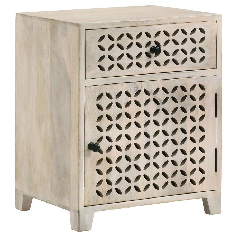 CoasterEssence - August - 1-Door Accent Cabinet - White Washed - 5th Avenue Furniture