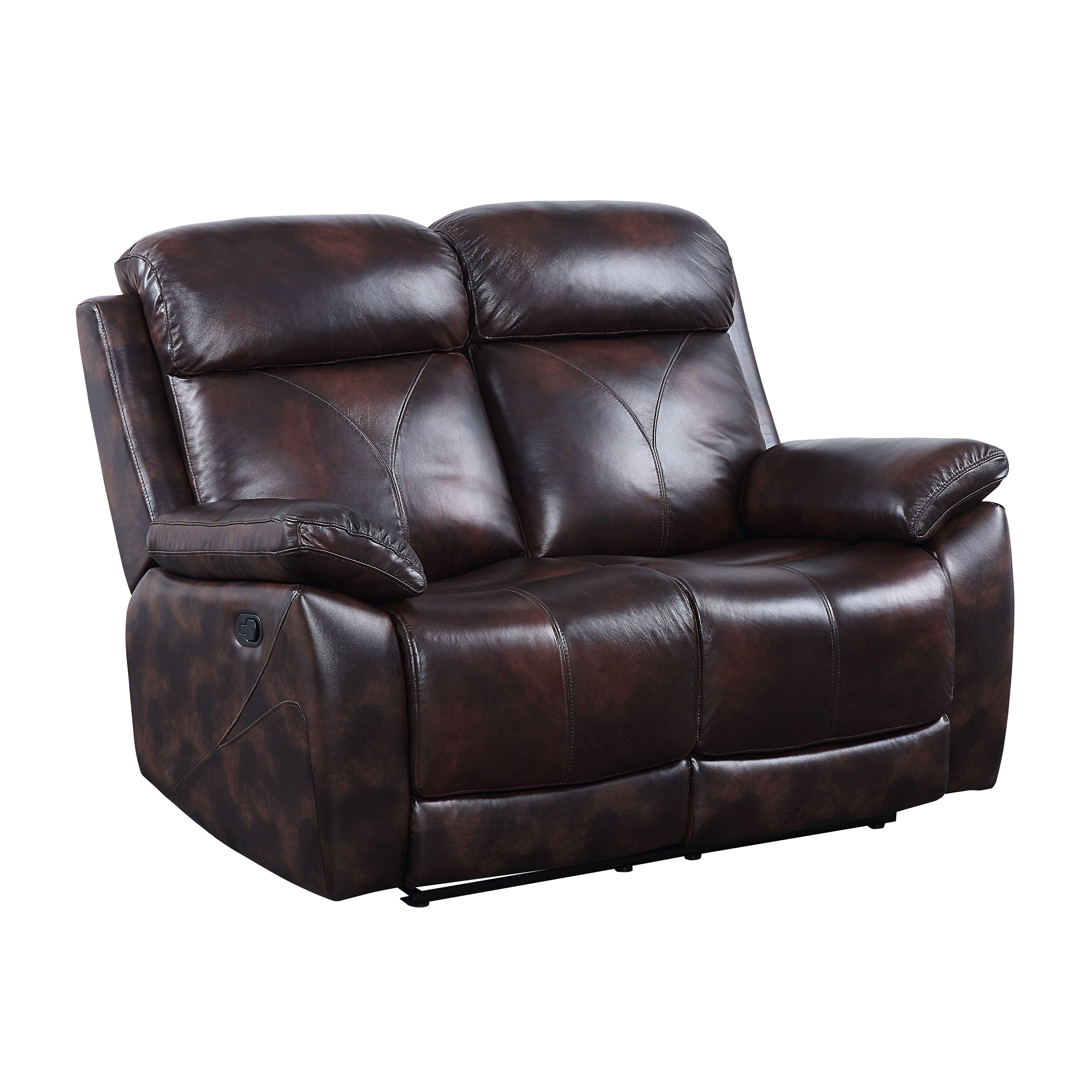 ACME - Perfiel - Loveseat - 2 Tone Dark Brown Top Grain Leather - 5th Avenue Furniture