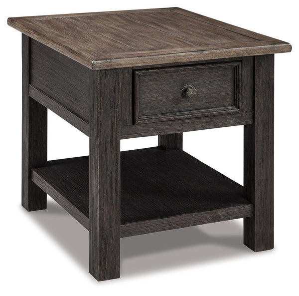 Ashley Furniture - Tyler - Grayish Brown / Black - Rectangular End Table - 5th Avenue Furniture