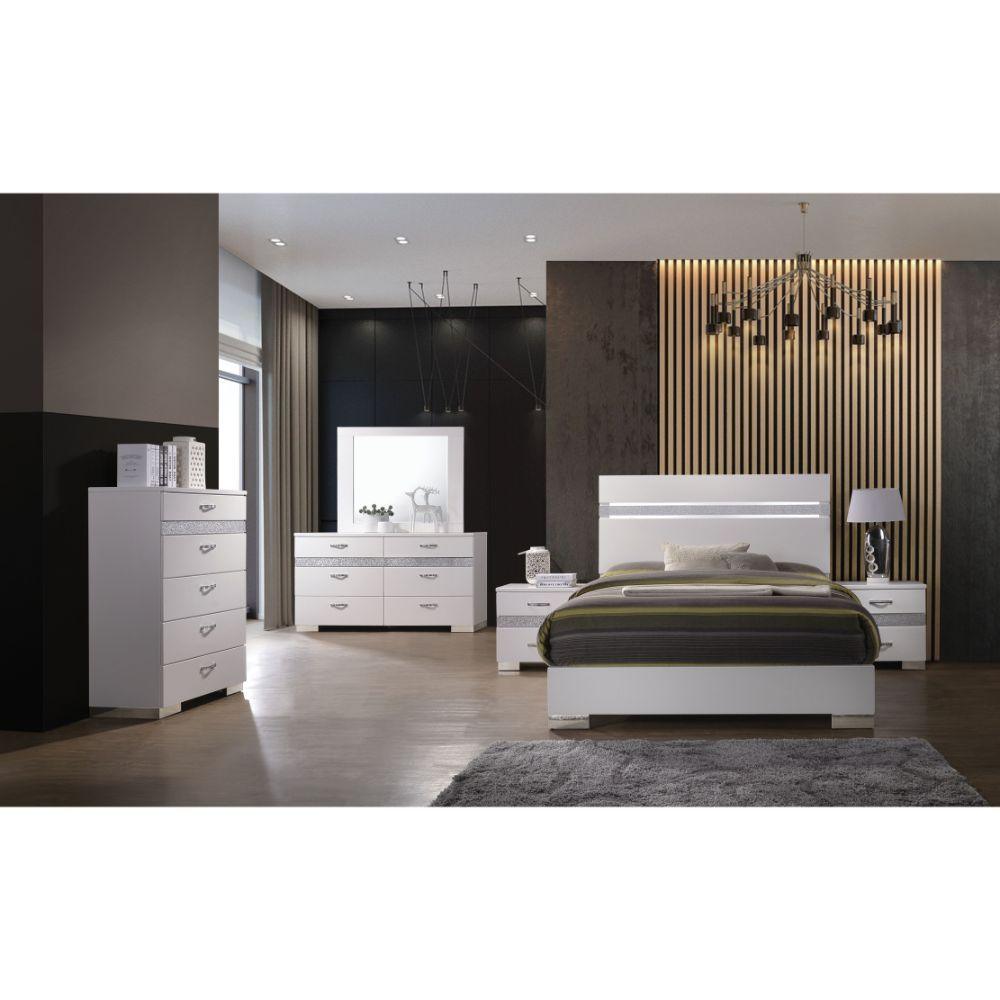 ACME - Naima II - Nightstand - White High Gloss - 5th Avenue Furniture