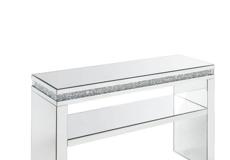 ACME - Noralie - Accent Table - Mirrored & Faux Diamonds - 32" - 5th Avenue Furniture