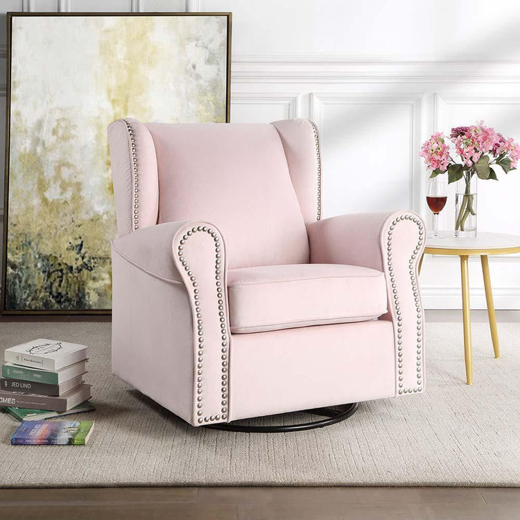 ACME - Tamaki - Swivel Chair - Pink Fabric - 5th Avenue Furniture
