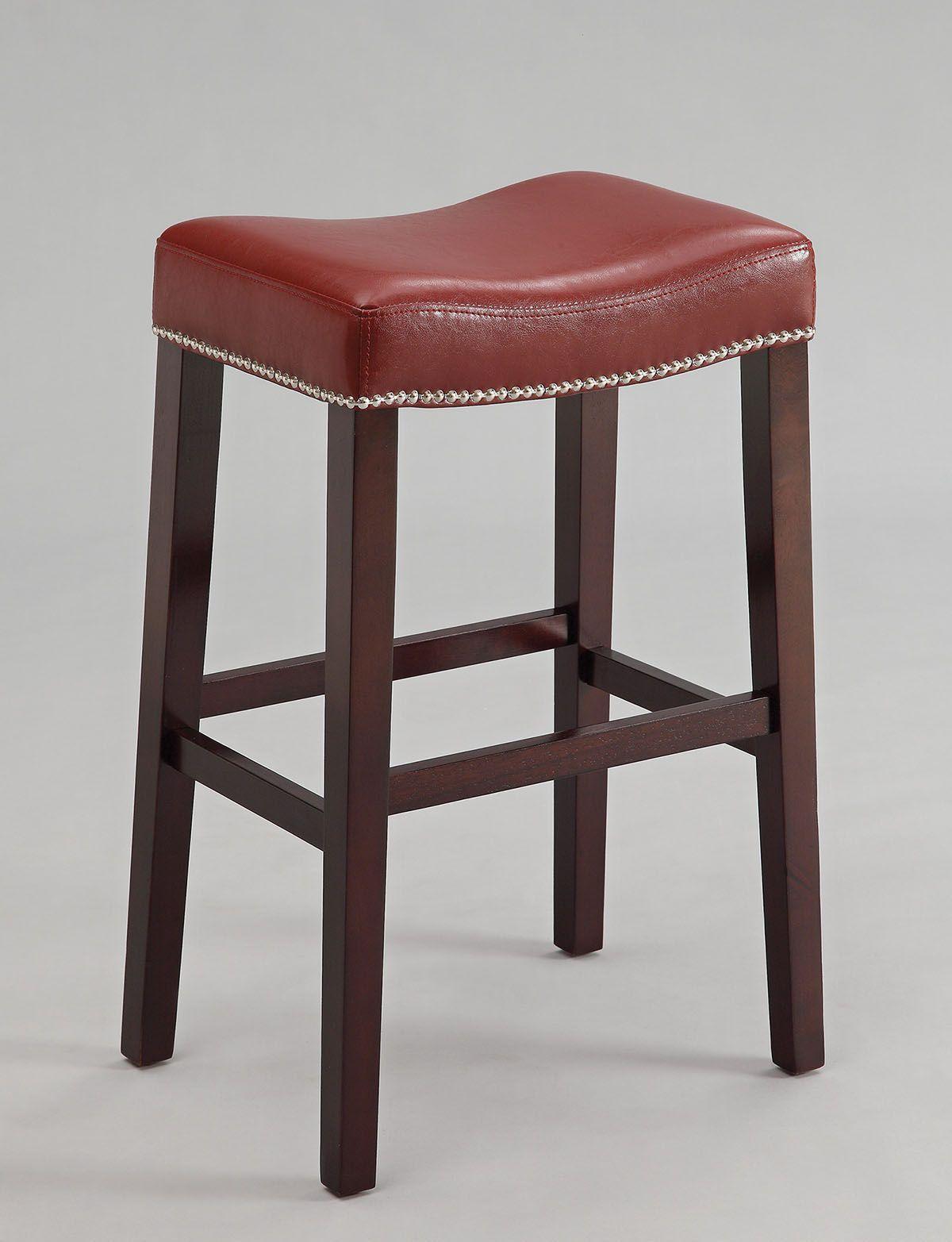 ACME - Lewis - Stool (Set of 2) - Red PU & Espresso - 5th Avenue Furniture