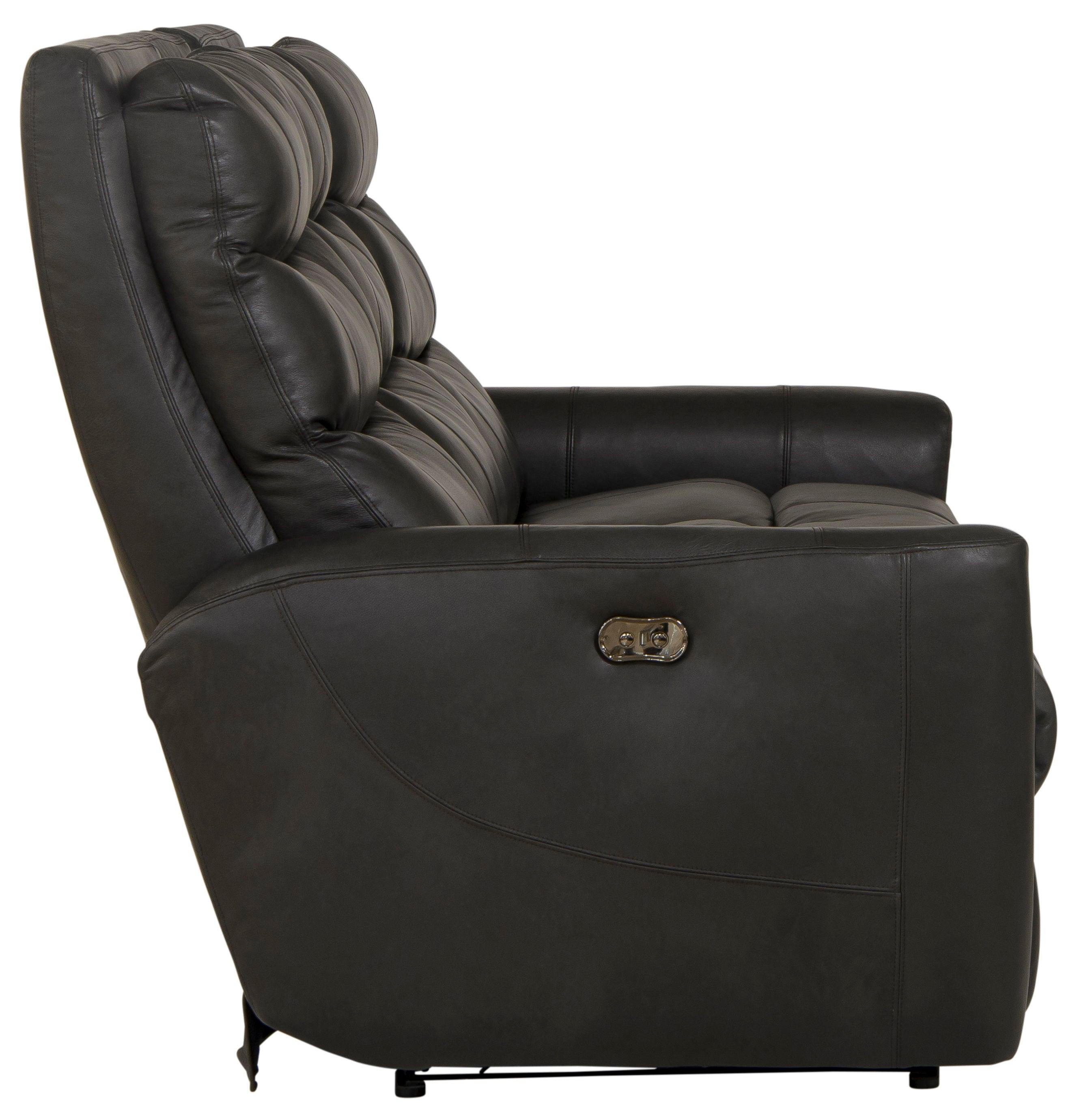 Catnapper - Bosa - Power Reclining Sofa - Charcoal - Leather - 5th Avenue Furniture