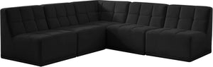 Meridian Furniture - Relax - Modular Sectional 5 Piece - Black - 5th Avenue Furniture