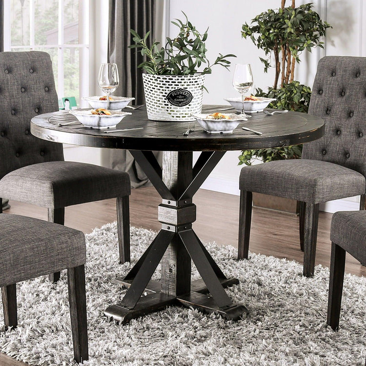 Furniture of America - Alfred - Round Table - Antique Black / Ivory - 5th Avenue Furniture