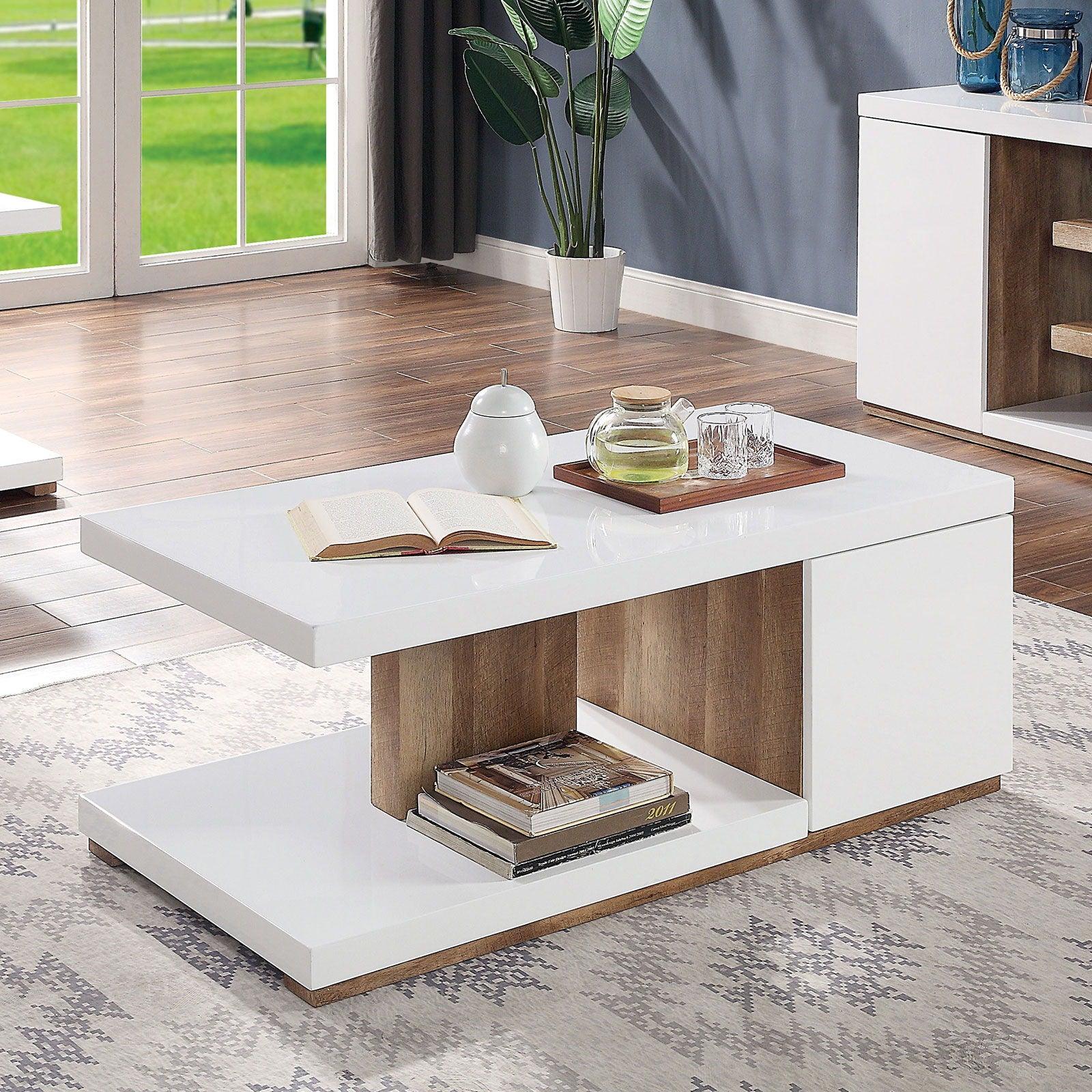 Furniture of America - Moa - Coffee Table - White / Natural Tone - 5th Avenue Furniture