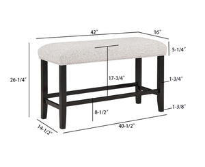 Crown Mark - Dary - Counter Height Bench - White - 5th Avenue Furniture