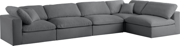 Meridian Furniture - Serene - Linen Textured Fabric Deluxe Comfort Modular Sectional - Grey - Modern & Contemporary - 5th Avenue Furniture