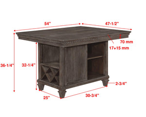 Crown Mark - Regent - Counter Height Table - Charcoal Black - 5th Avenue Furniture