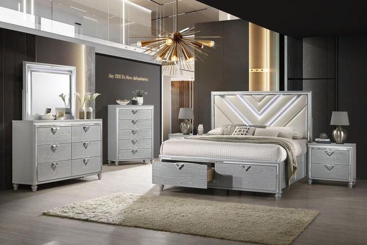 Coaster Fine Furniture - Veronica - Platform Storage Bed With Upholstered LED Headboard - 5th Avenue Furniture