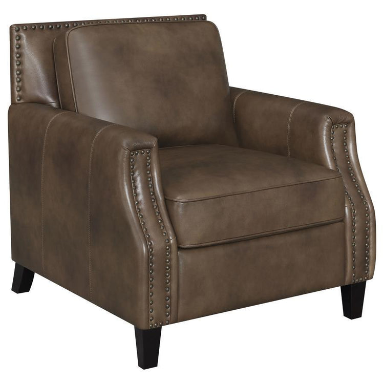 CoasterElevations - Leaton - Upholstered Recessed Arm Chair - Brown Sugar - 5th Avenue Furniture