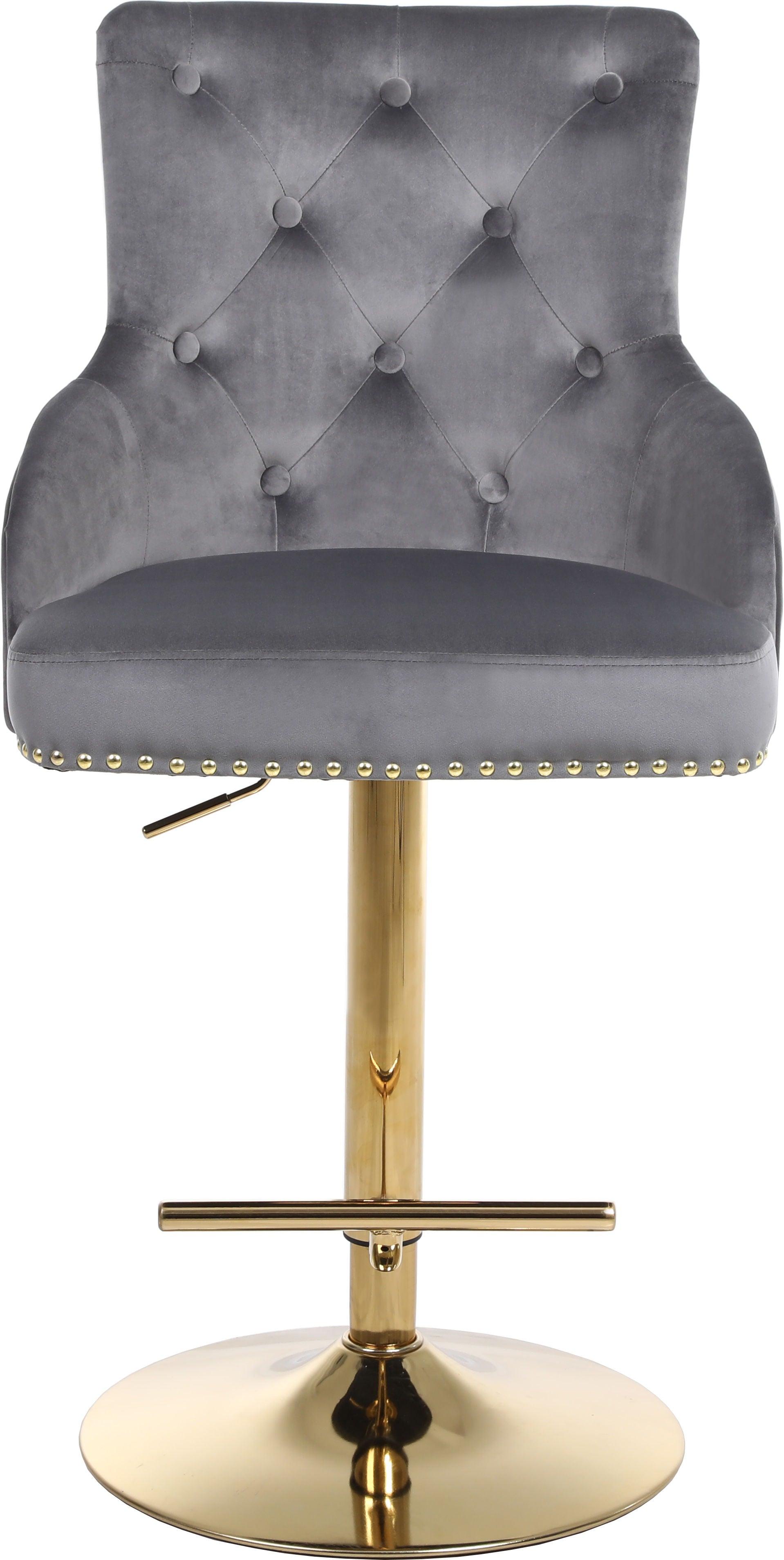 Meridian Furniture - Claude - Adjustable Stool with Gold Base - 5th Avenue Furniture