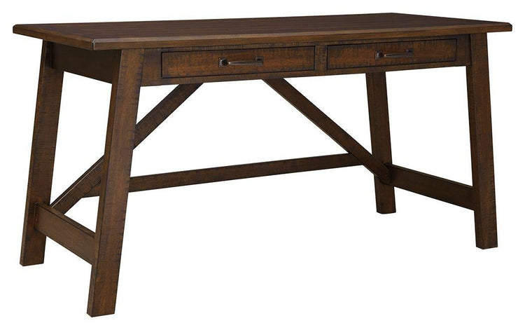 Ashley Furniture - Baldridge - Rustic Brown - Home Office Large Leg Desk - 5th Avenue Furniture