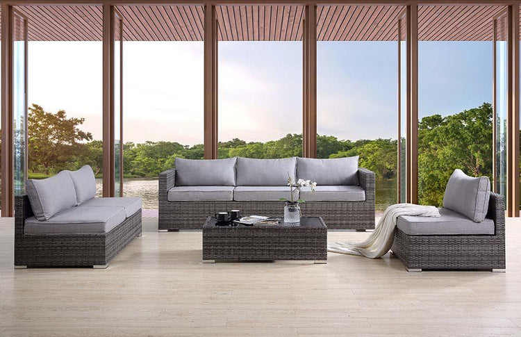 ACME - Sheffield - Patio Set - Gray Fabric & Gray Finish - 5th Avenue Furniture