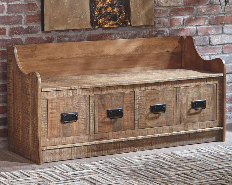 Ashley Furniture - Garrettville - Brown - Storage Bench - 5th Avenue Furniture