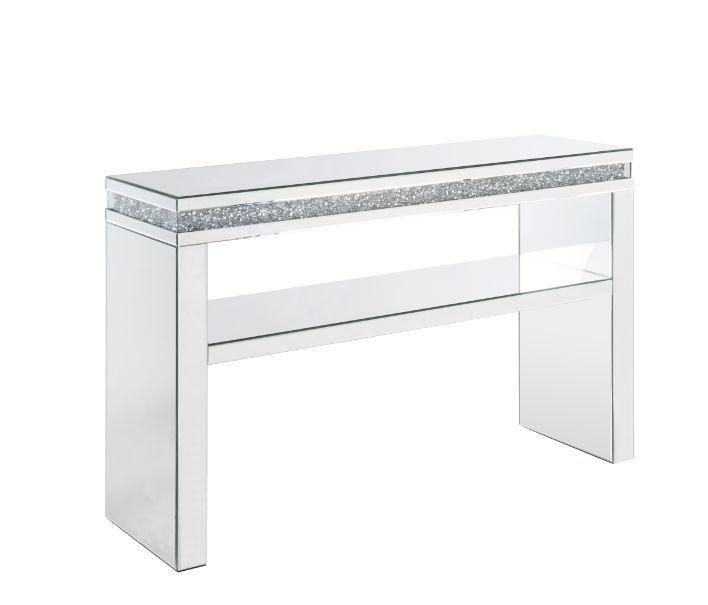 ACME - Noralie - Accent Table - Mirrored & Faux Diamonds - 32" - 5th Avenue Furniture