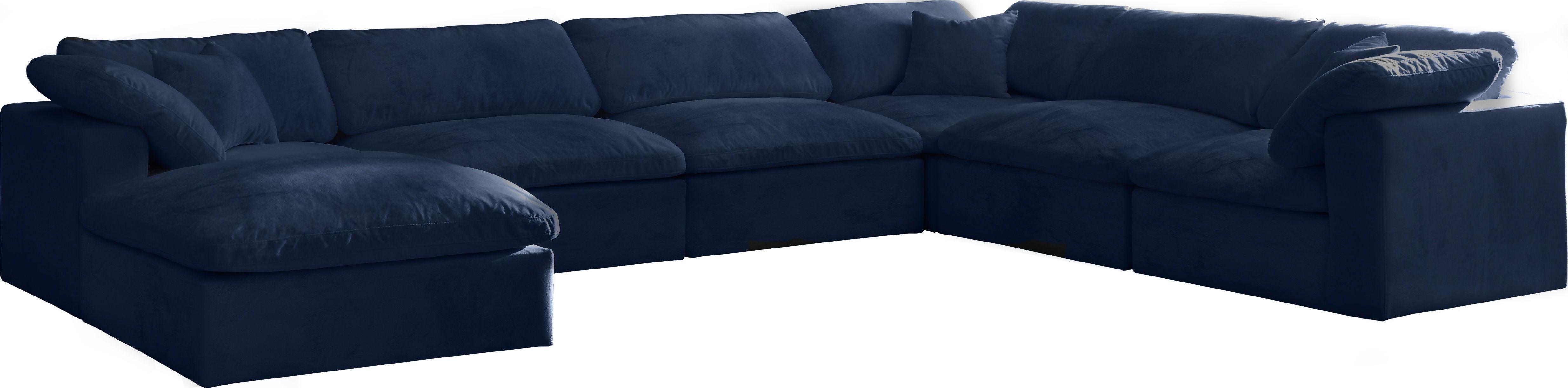 Meridian Furniture - Cozy - Modular Sectional Cloud 7 Piece - Navy - 5th Avenue Furniture