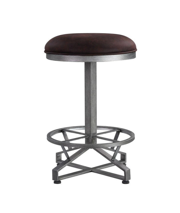 ACME - Evangeline - Stool (Set of 2) - Rustic Brown Fabric & Black Finish - 5th Avenue Furniture