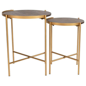 Coaster Fine Furniture - Malka - 2 Piece Round Nesting Table - Dark Brown And Gold - 5th Avenue Furniture