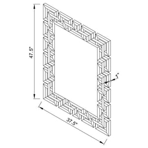 CoasterEssence - Forman - Interlocking Greek Frameless Wall Mirror - Silver - 5th Avenue Furniture