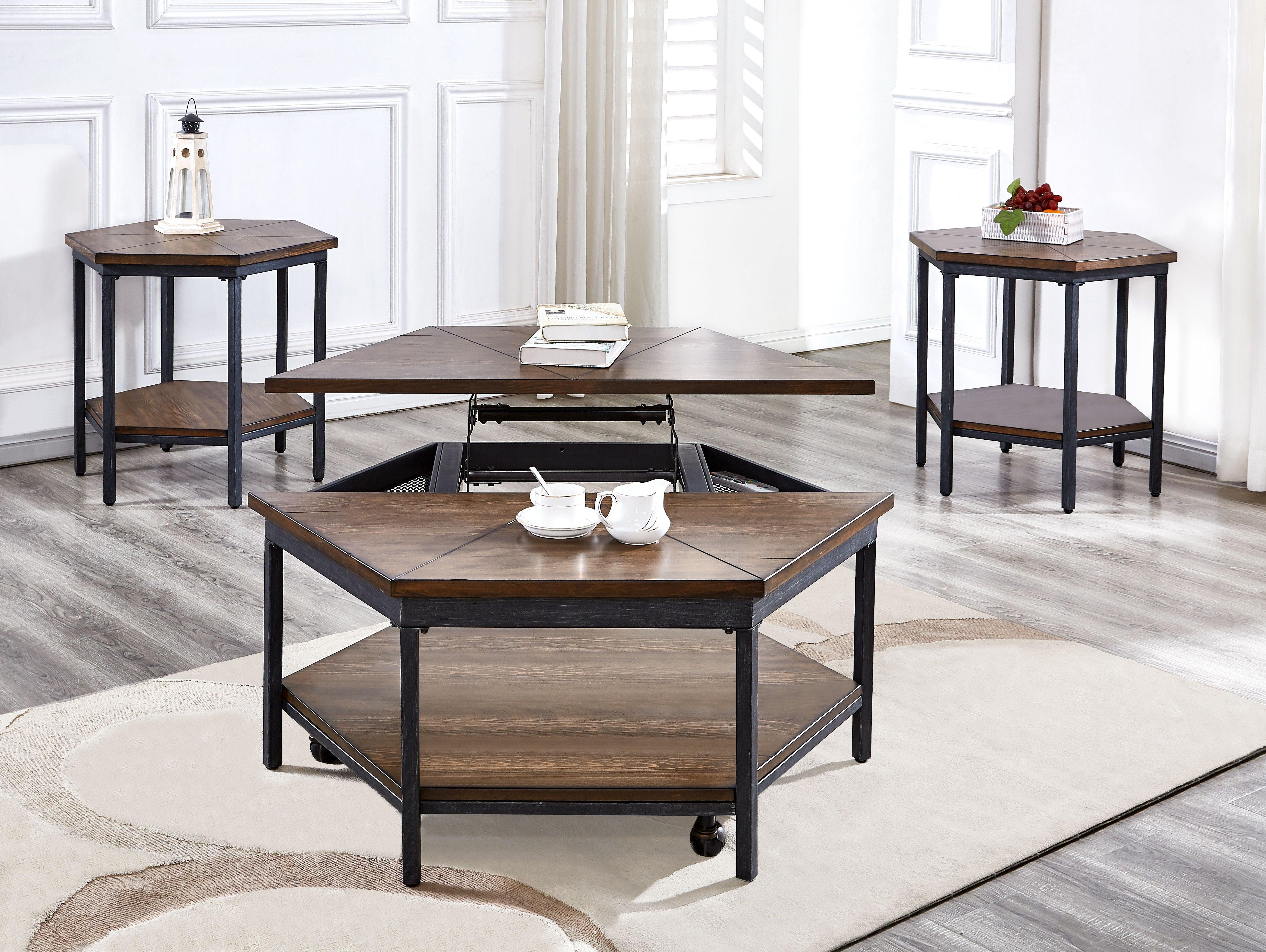 Steve Silver Furniture - Ultimo - 3 Piece Table Set (Hexagon Lifttop & End Tables) - Brown - 5th Avenue Furniture