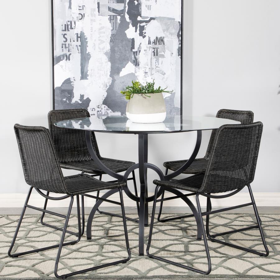 Coaster Fine Furniture - Aviano - 48" Round Glass Top Dining Table - Clear And Gunmetal - 5th Avenue Furniture