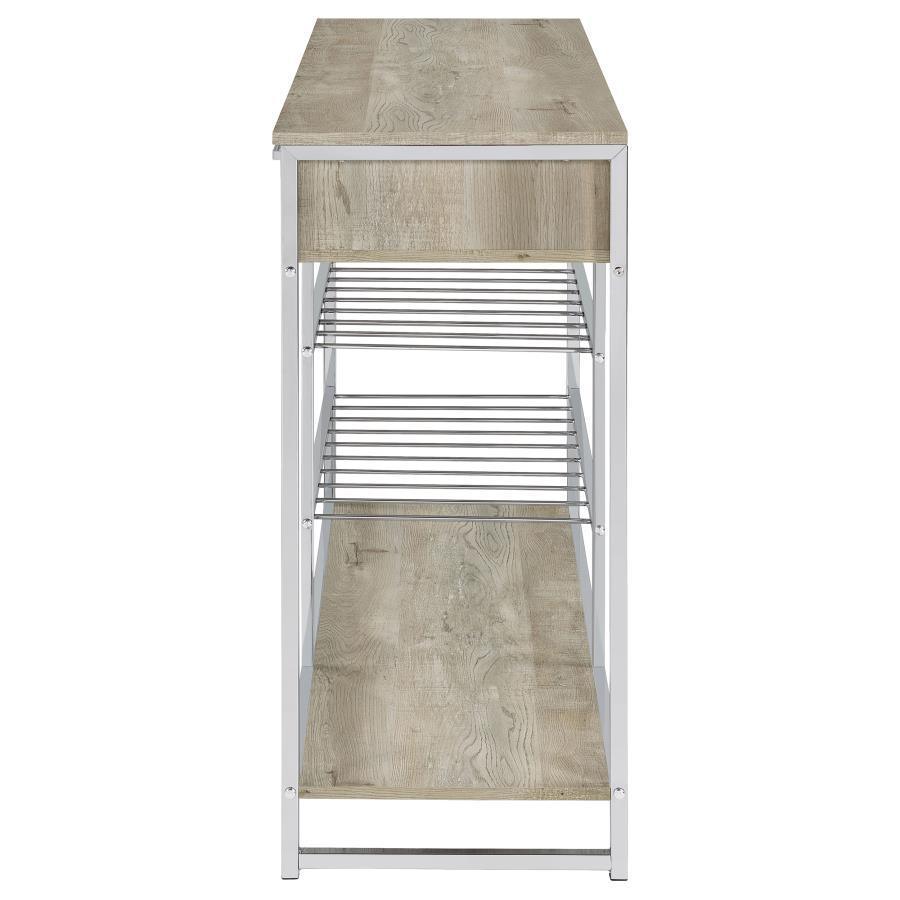 Coaster Fine Furniture - Melrose - Bar Cabinet - Gray Washed Oak And Chrome - 5th Avenue Furniture