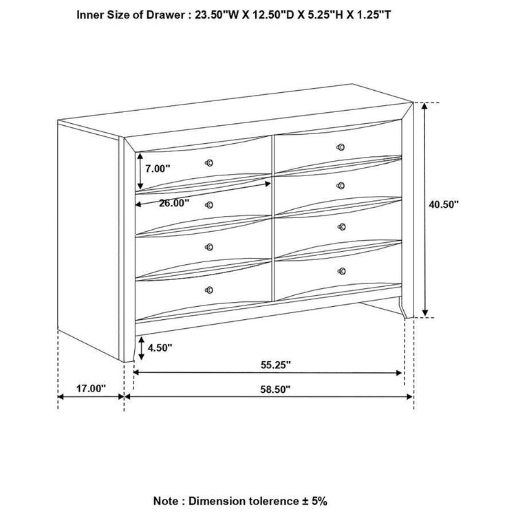 CoasterEssence - Briana - Rectangular 8-Drawer Dresser - Black - 5th Avenue Furniture