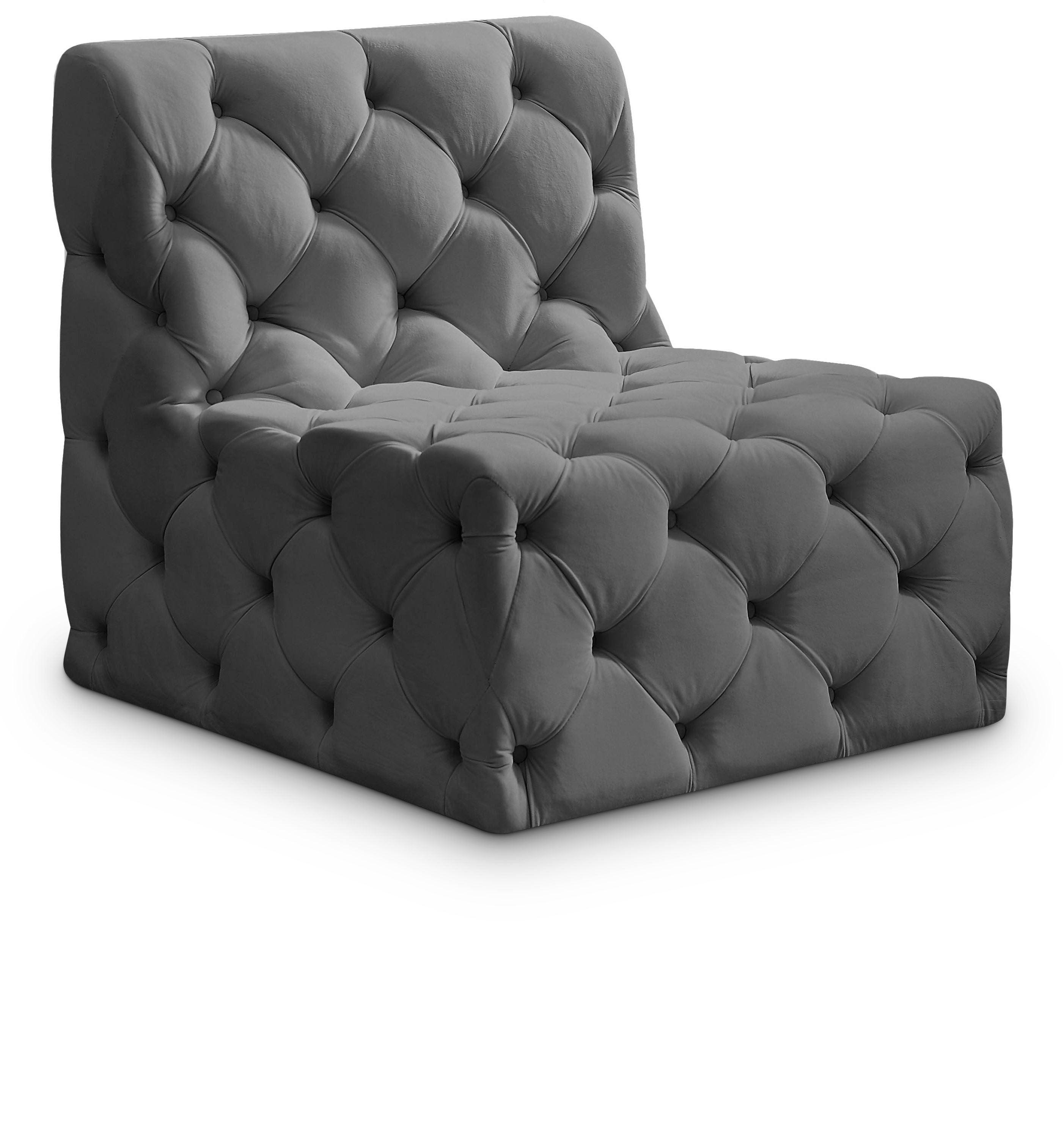 Meridian Furniture - Tuft - Armless Chair - Gray - 5th Avenue Furniture