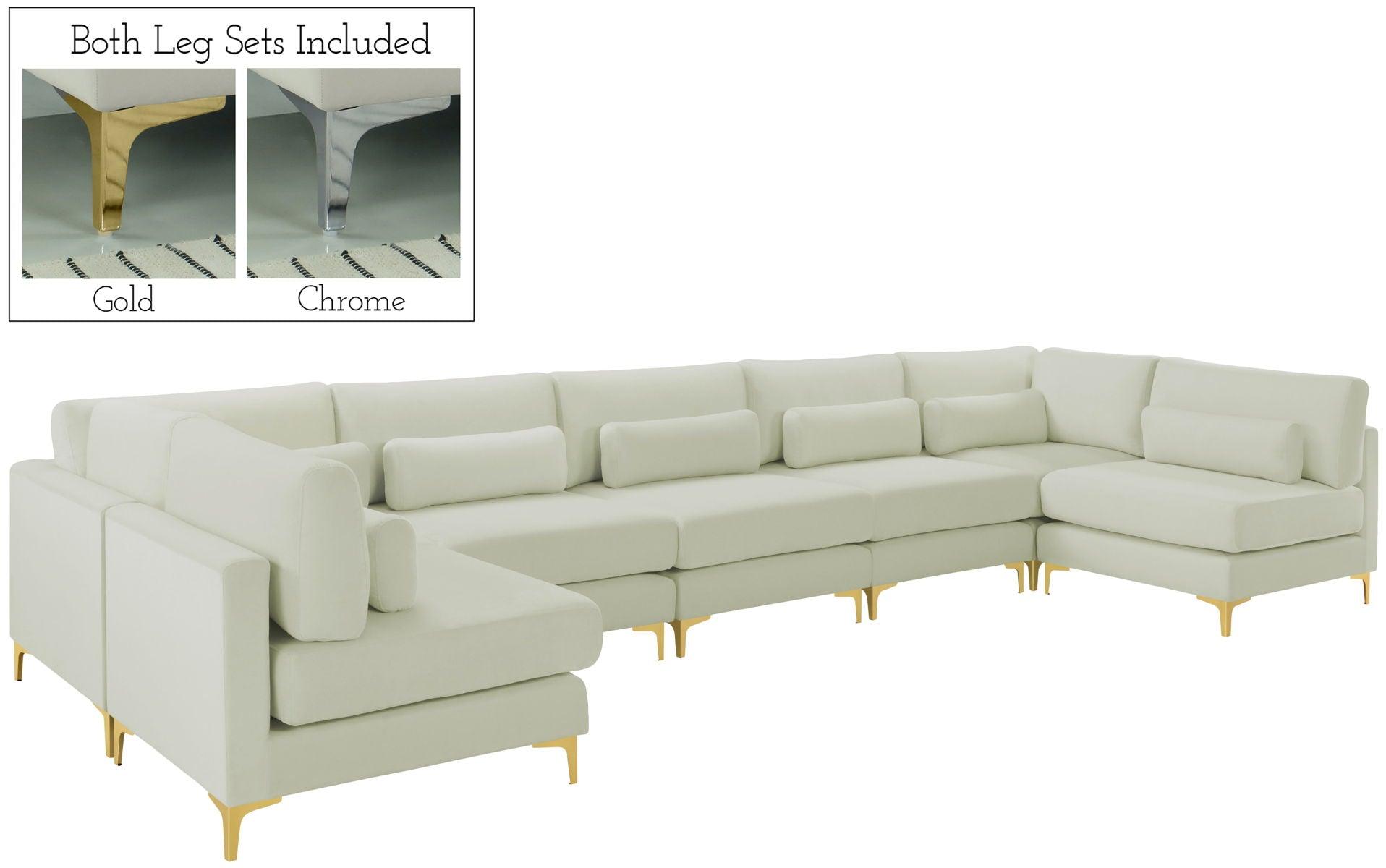 Meridian Furniture - Julia - Modular Sectional 7 Piece - Cream - 5th Avenue Furniture