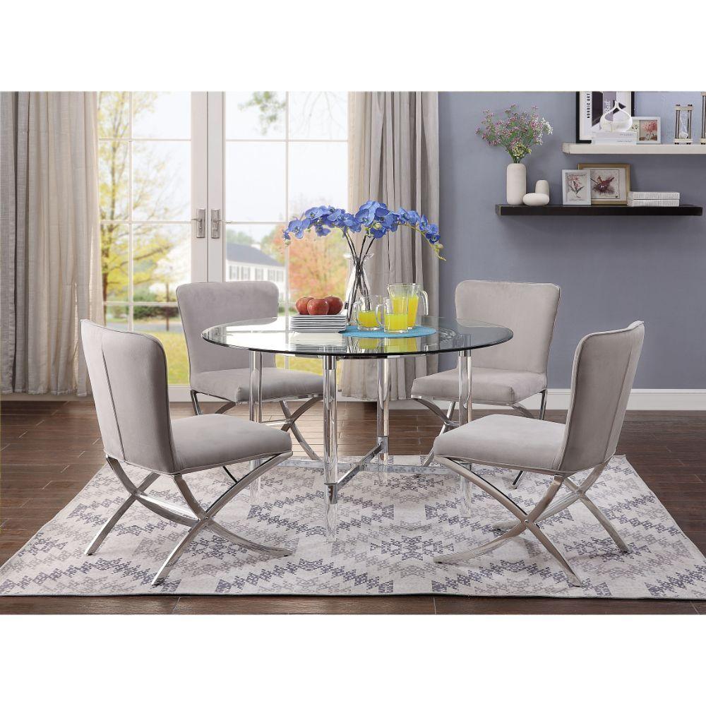 ACME - Daire - Dining Table - Chrome & Clear Glass - 5th Avenue Furniture