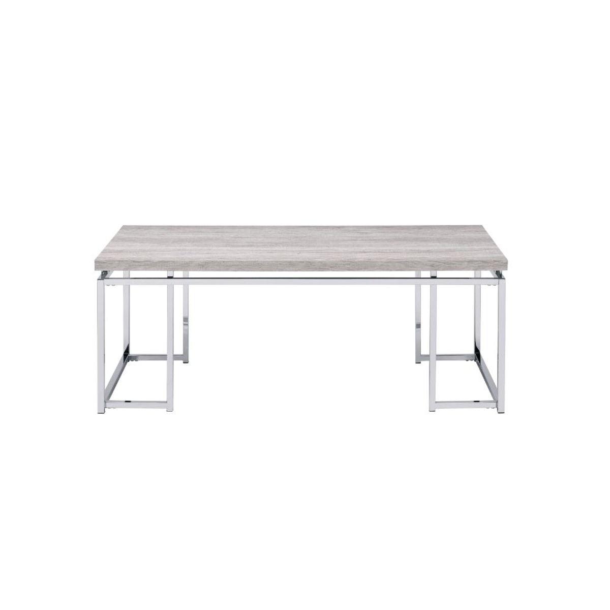 ACME - Chafik - Coffee Table - Natural Oak & Chrome - 5th Avenue Furniture