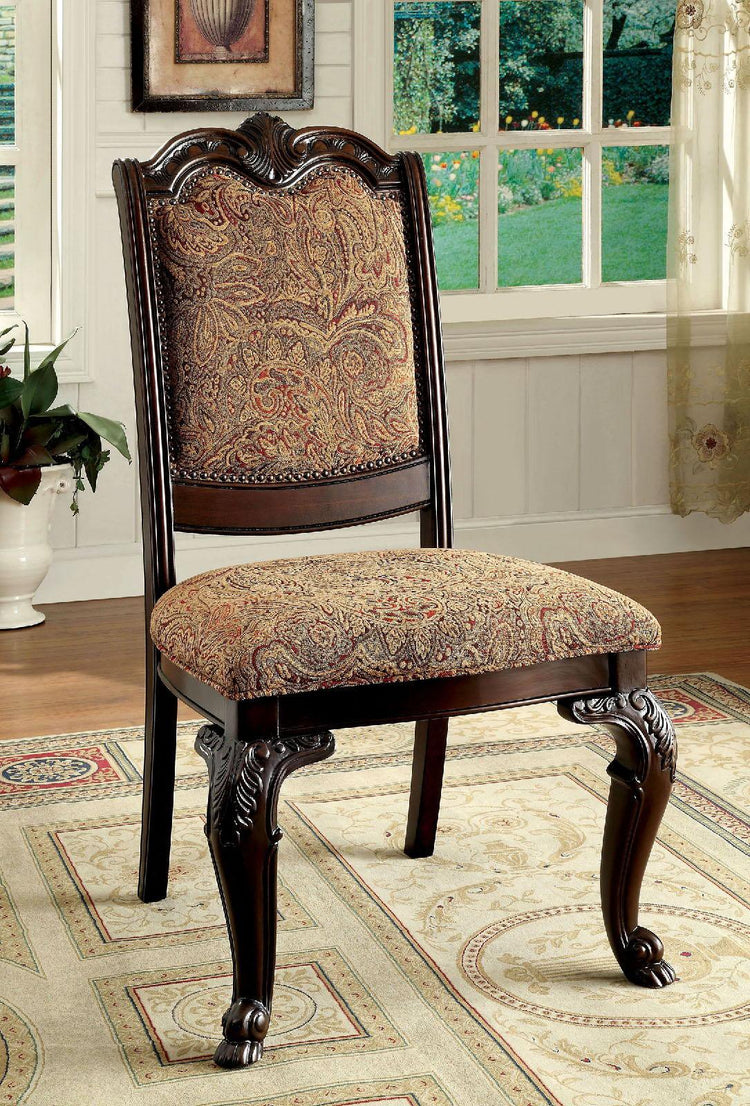 Furniture of America - Bellagio Fabric Side Chair (Set of 2) - Brown Cherry / Brown - 5th Avenue Furniture