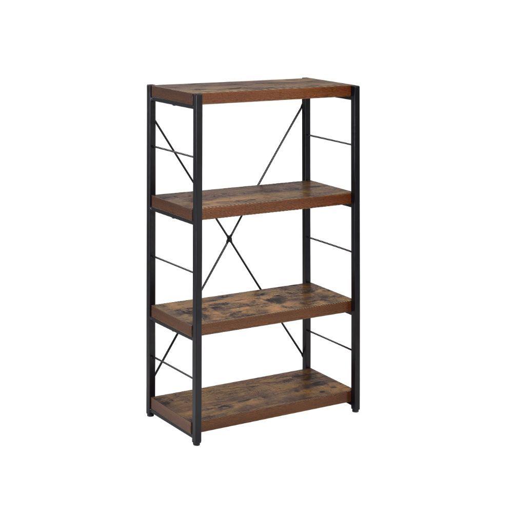 ACME - Bob - Bookshelf - Weathered Oak & Black - 5th Avenue Furniture