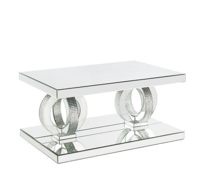 ACME - Ornat - Coffee Table - Mirrored & Faux Diamonds - 5th Avenue Furniture