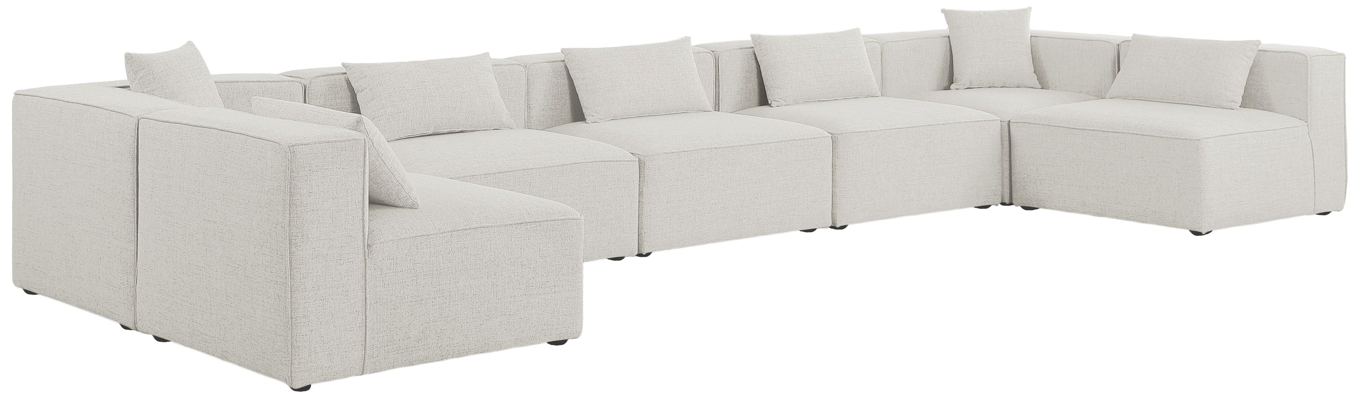 Meridian Furniture - Cube - Modular Sectional 7 Piece - Cream - 5th Avenue Furniture