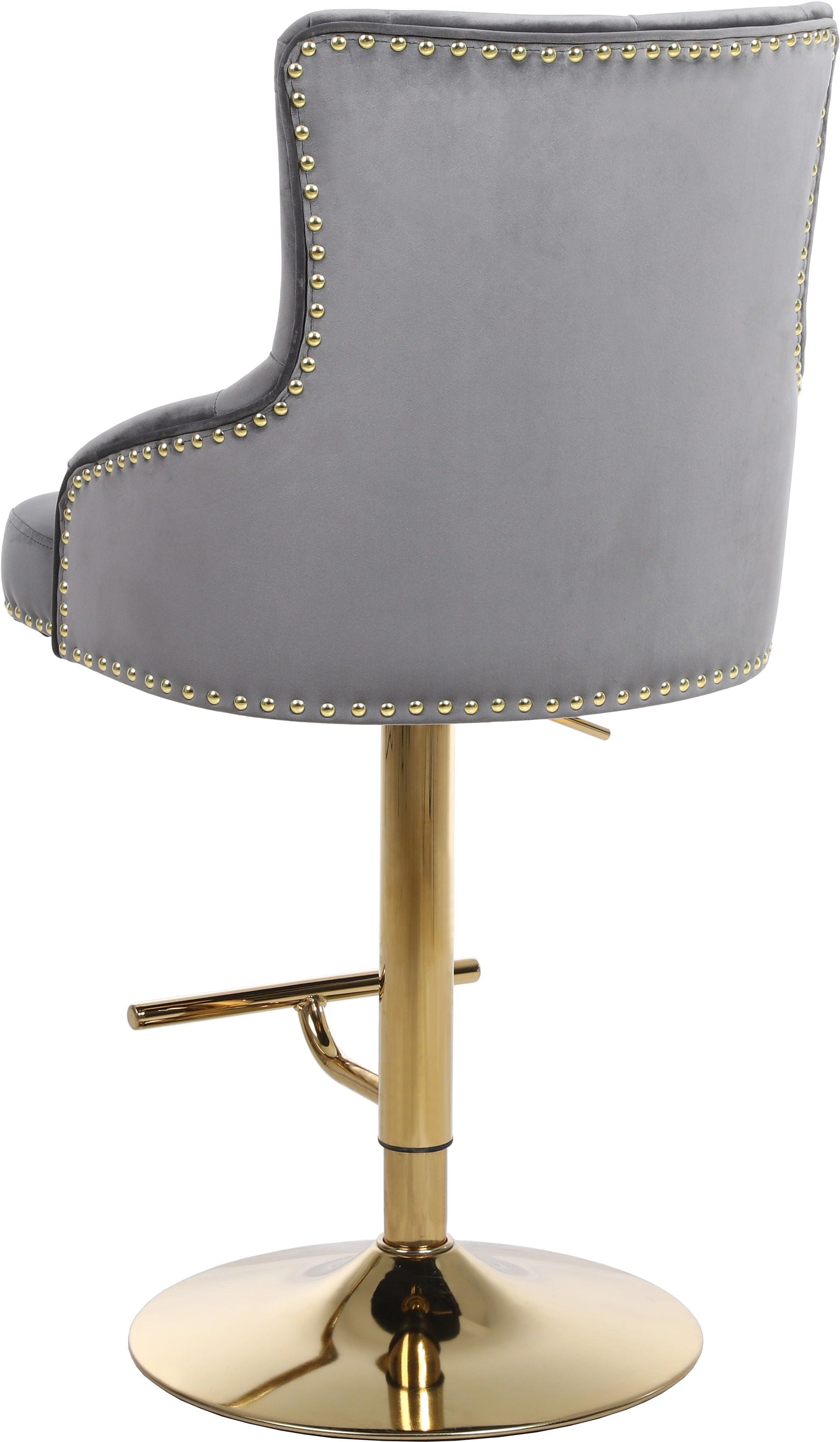 Meridian Furniture - Claude - Adjustable Stool with Gold Base - 5th Avenue Furniture