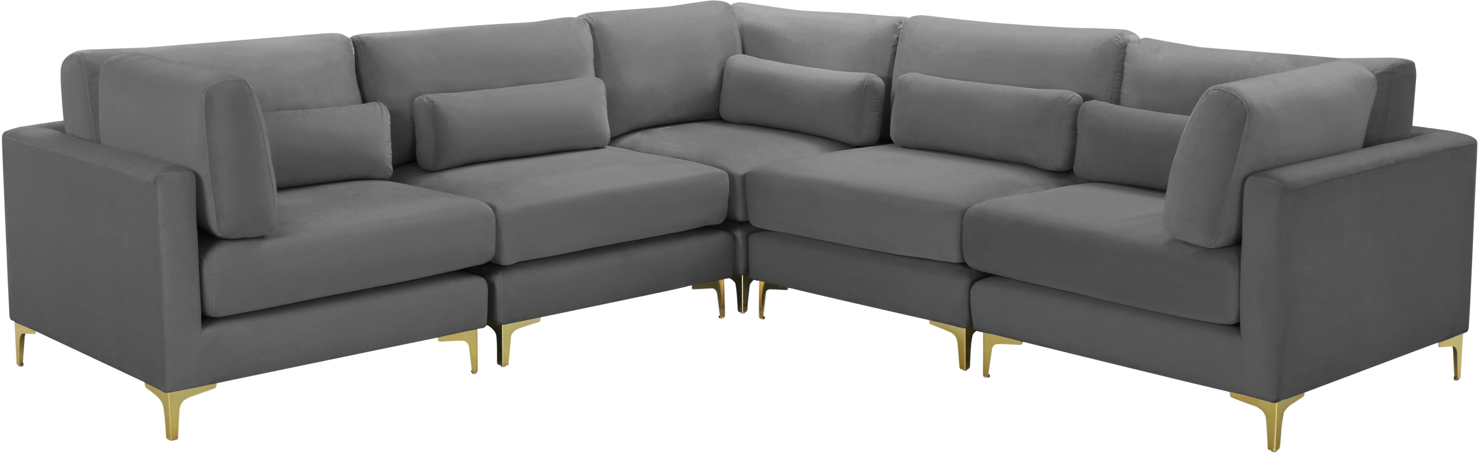 Meridian Furniture - Julia - Modular Sectional 5 Piece - 5th Avenue Furniture