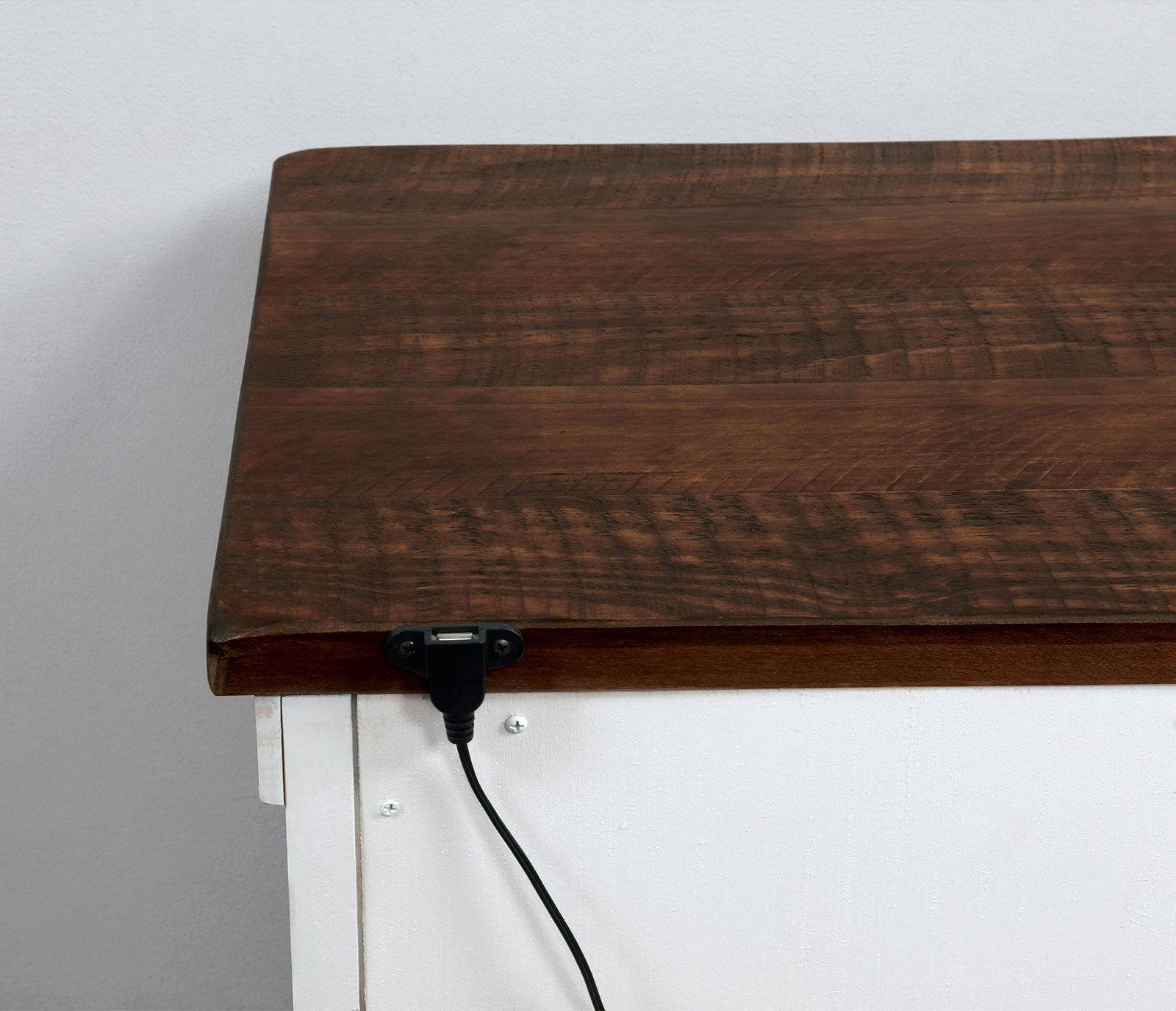 Furniture of America - Alyson - Nightstand With USB Plug - Distressed White / Walnut - 5th Avenue Furniture