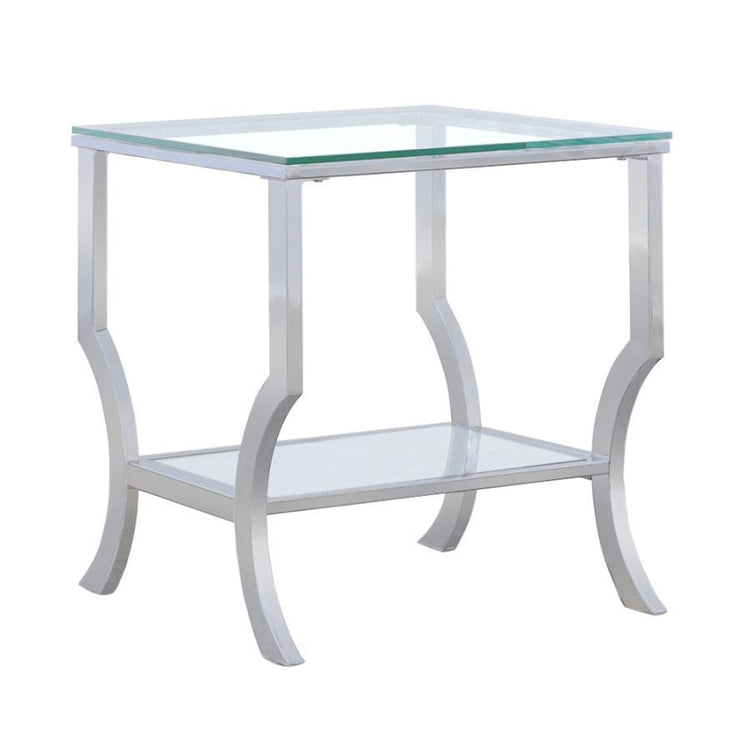 CoasterEssence - Saide - Square End Table With Mirrored Shelf - Chrome - 5th Avenue Furniture