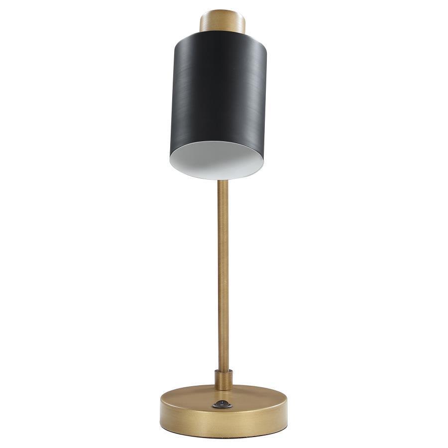 CoasterEssence - Cherise - Adjustable Shade Table Lamp - Antique Brass And Matte Black - 5th Avenue Furniture