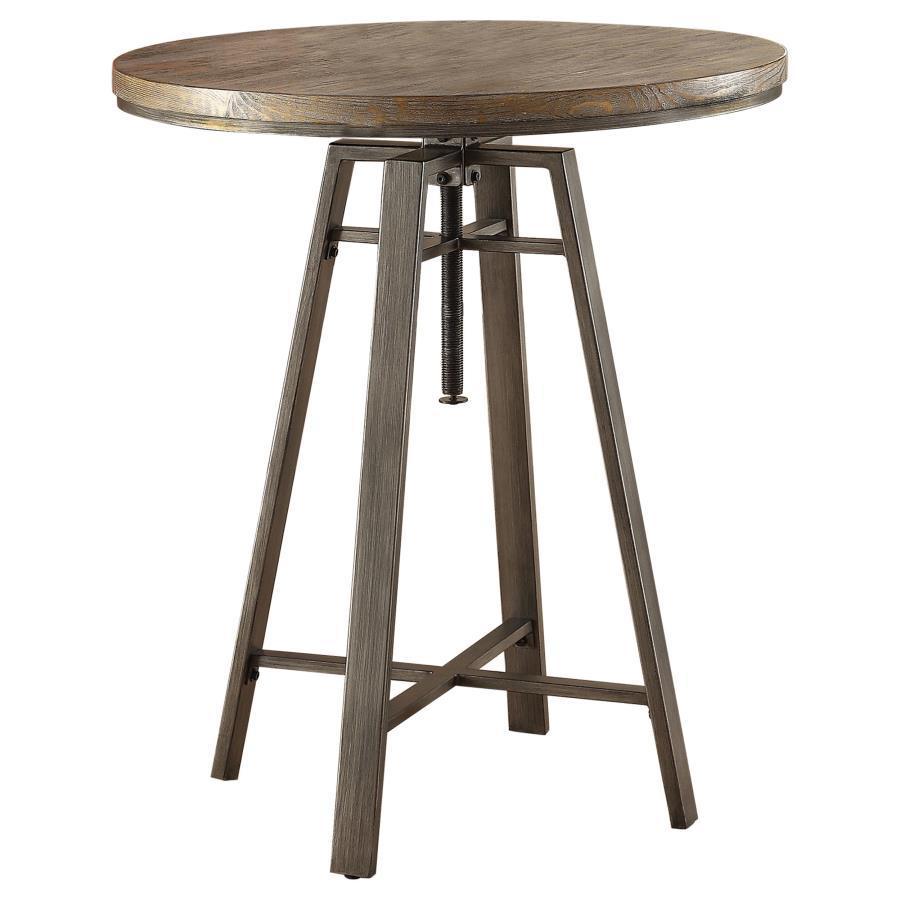 CoasterEssence - Bartlett - Adjustable Swivel Bar Table - Brushed Nutmeg - 5th Avenue Furniture