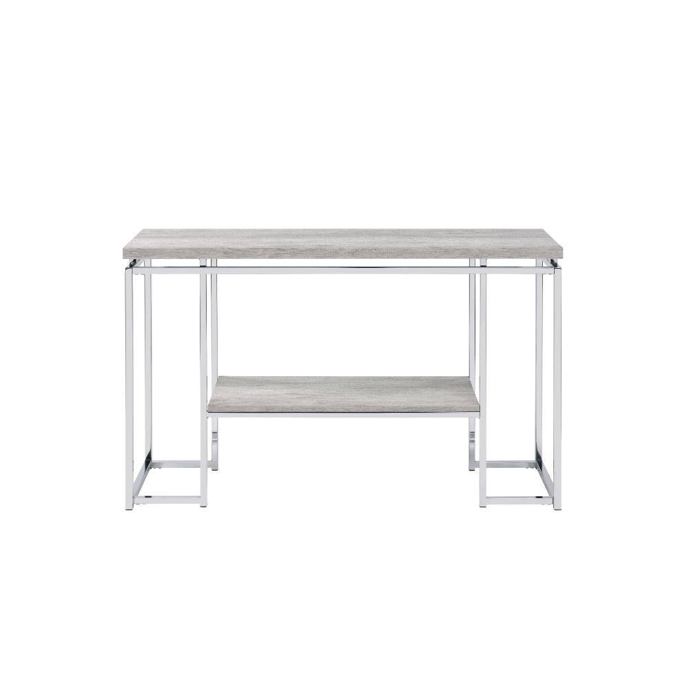 ACME - Chafik - Accent Table - Natural Oak & Chrome - 5th Avenue Furniture